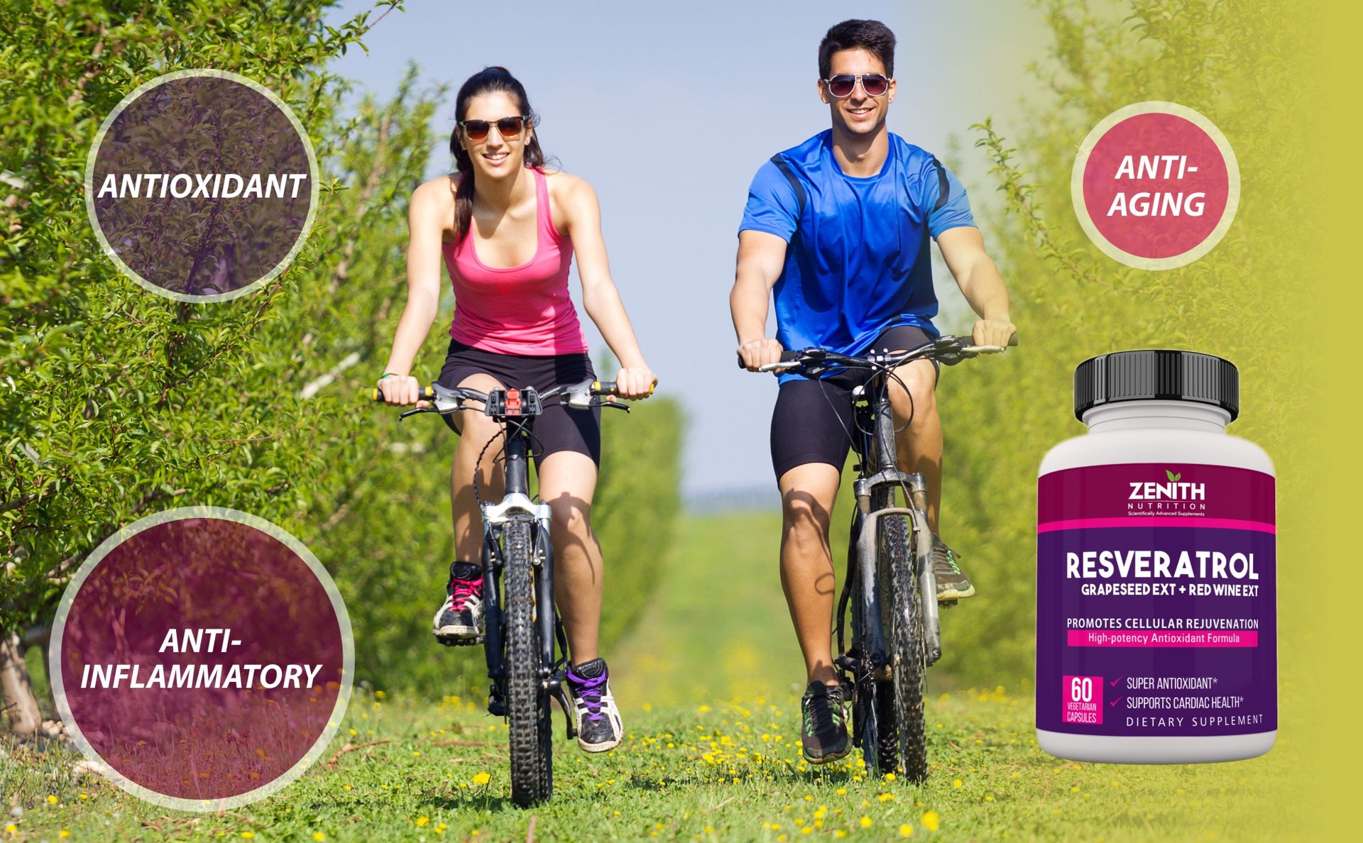 zenith nutrition resveratrol, grapeseed ext and redwine ext - 60 capsules
