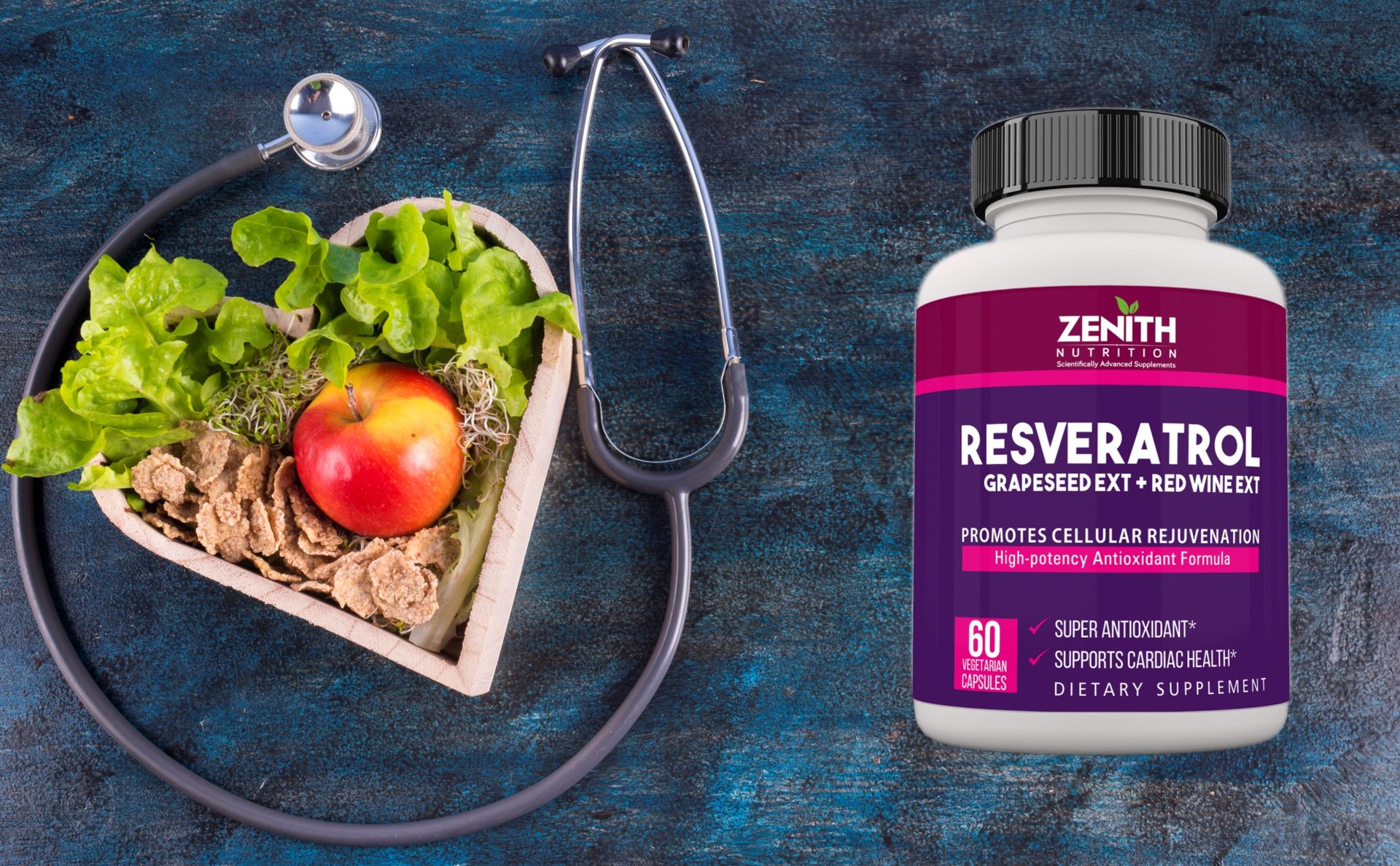 zenith nutrition resveratrol, grapeseed ext and redwine ext - 60 capsules