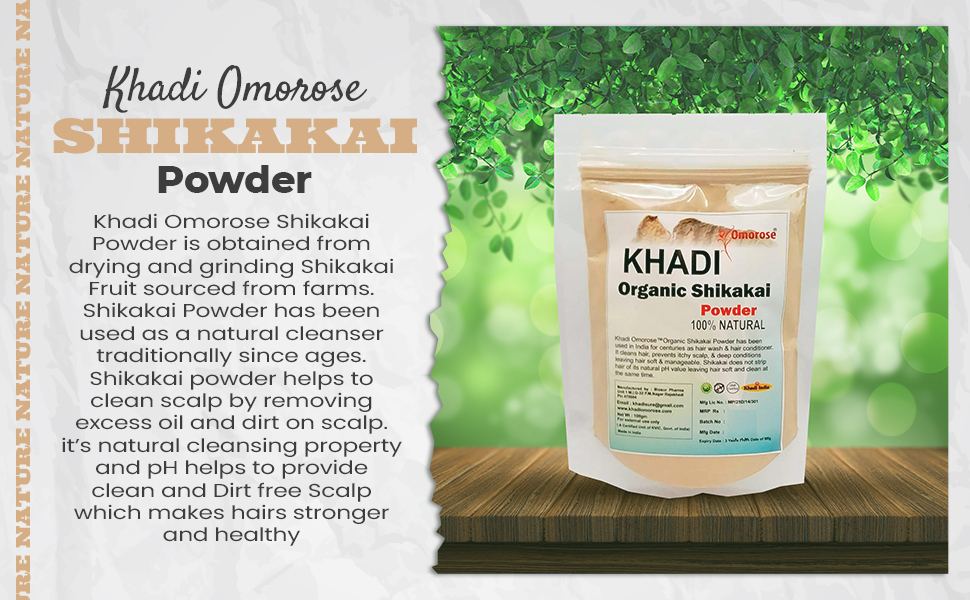 Khadi Omorose Shikakai Powder (Natural Hair Cleanser For Deep Cleansing and soft hairs),100 Grams