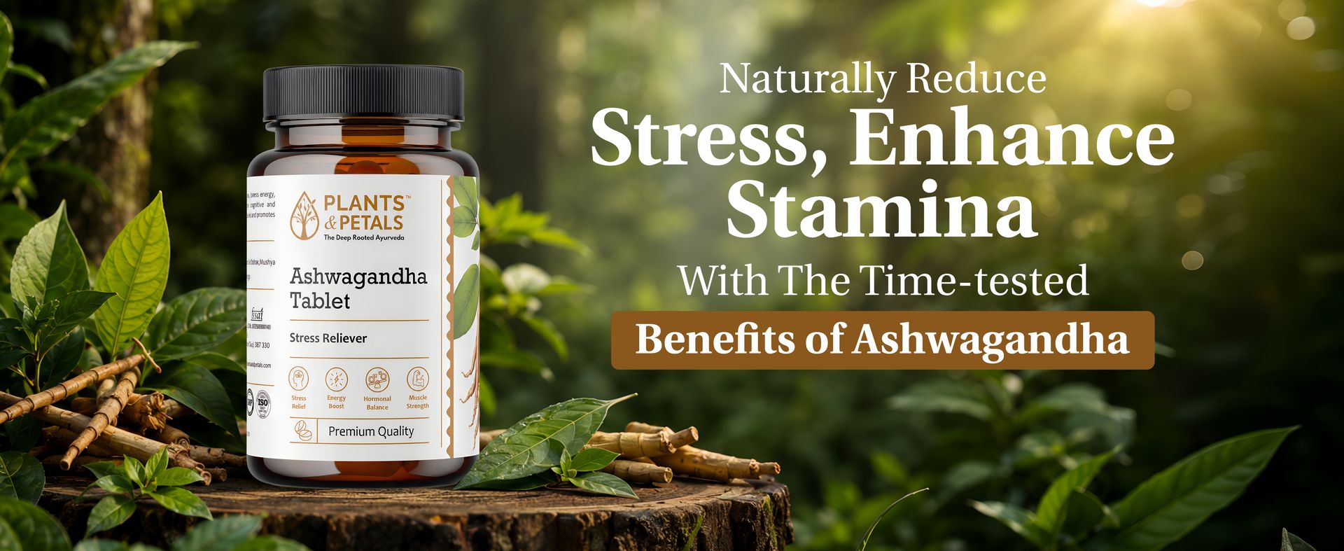 PLANTS & PETALS Ashwagandha Tablets, 60 Tablets