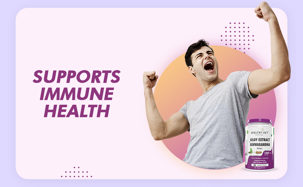 Healthyhey Nutrition Giloy Extract plus Ashwagandha Extract - Support Immunity-60 veg. capsules