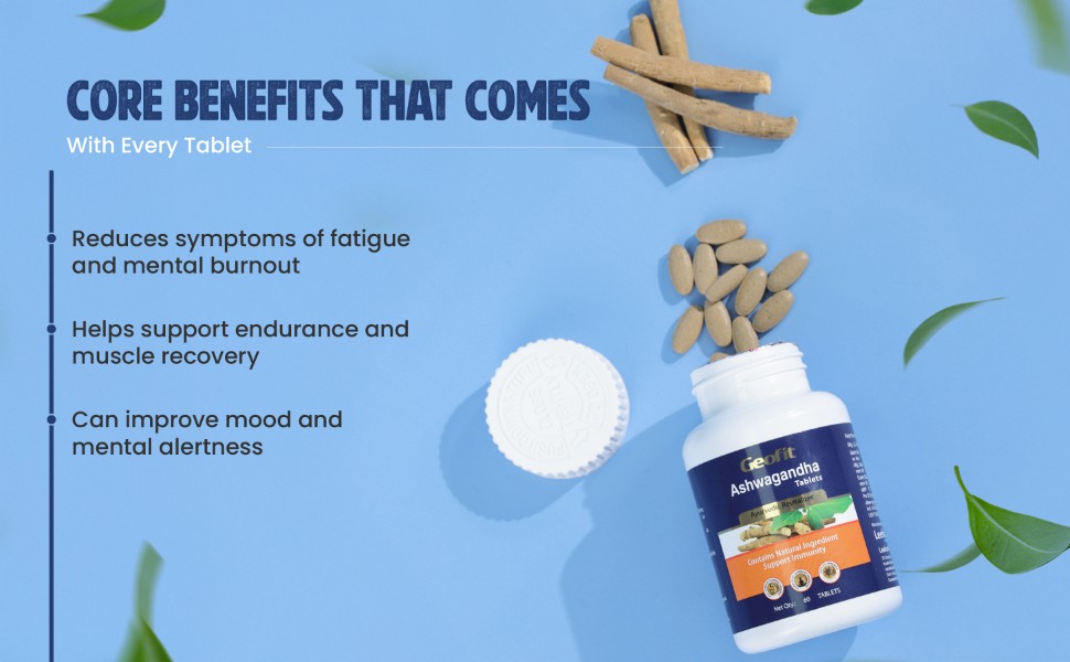 Geofit Ashwagandha Tablets for Immunity, Stress Relief & Stamina, 60 Tabs
