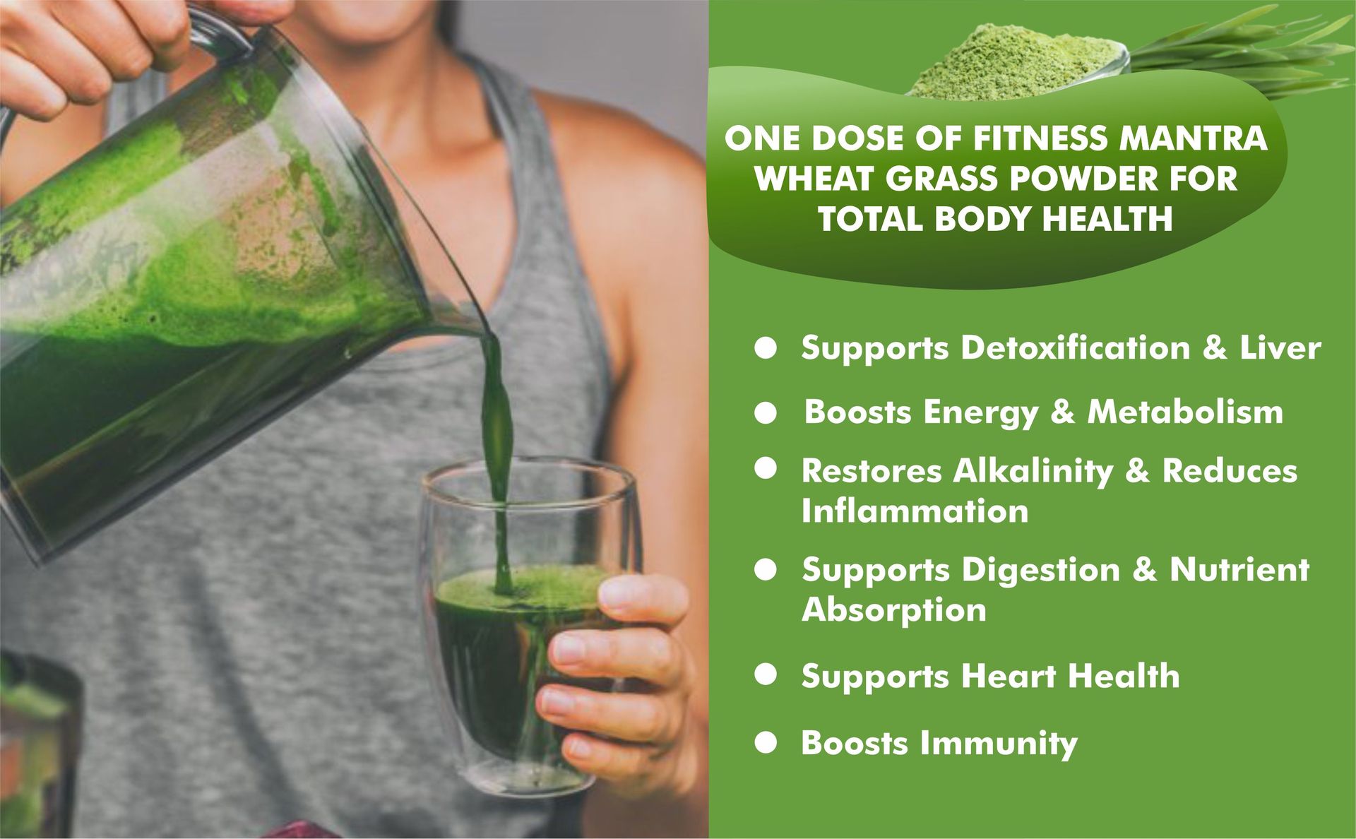 MYHERB 100% Natural Wheat Grass Powder || 227 Gm / 0.5 Lbs || For Men & Women