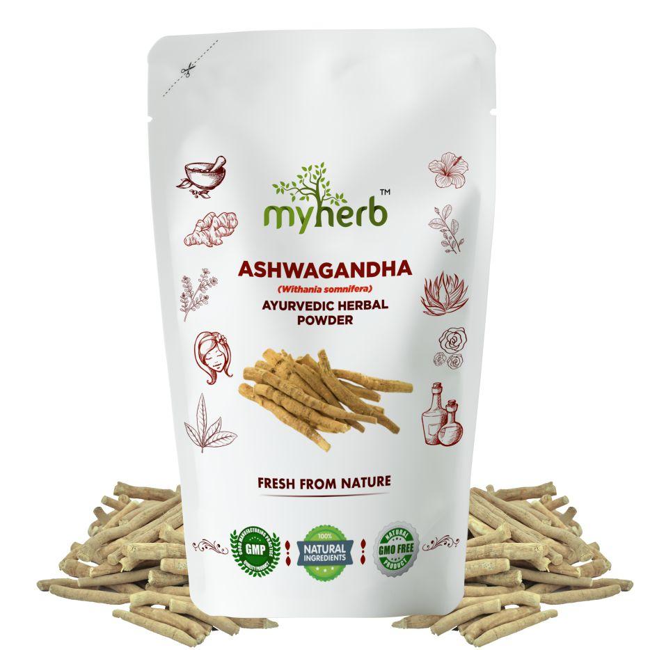 MYHERB 100% Pure Natural Organic Ashwagandha Powder || 227 Gm || Withania Somnifera || Ayurvedic Formula || Support for Stress-free Living- For Men And Women
