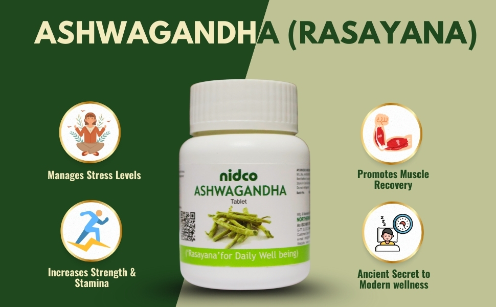 Ashwagandha 60 Tablets (Pack of 1) | Improves Sleep, Supports Cortisol Levels | Natural Stress Relief | Rejuvenates Mind & Body | Rich in Antioxidants | Immunity Booster