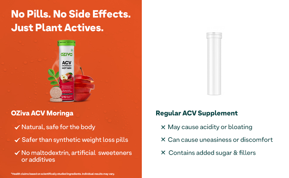 OZiva ACV Moringa Hot Mix Tablets, Apple Cinnamon, 30 Tabs, Pack of 2