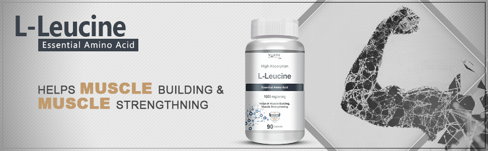 Vokin biotech L- Leucine – Supports muscle Building, Muscle Strengthening – 1000mg (90 Capsules)
