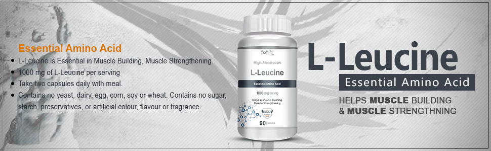 Vokin biotech L- Leucine – Supports muscle Building, Muscle Strengthening – 1000mg (90 Capsules)