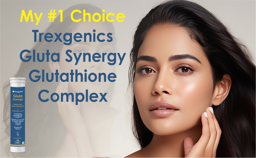 Trexgenics GLUTA SYNERGY L-Glutathione 500 mg + Glutathione Precursors 750 mg as N-Acetyl Cysteine, Glycine & Glutamine + Vitamin C Skin Glow, Radiance (2 Pack x 15 =30 Effervescent Tablets , Orange flavour