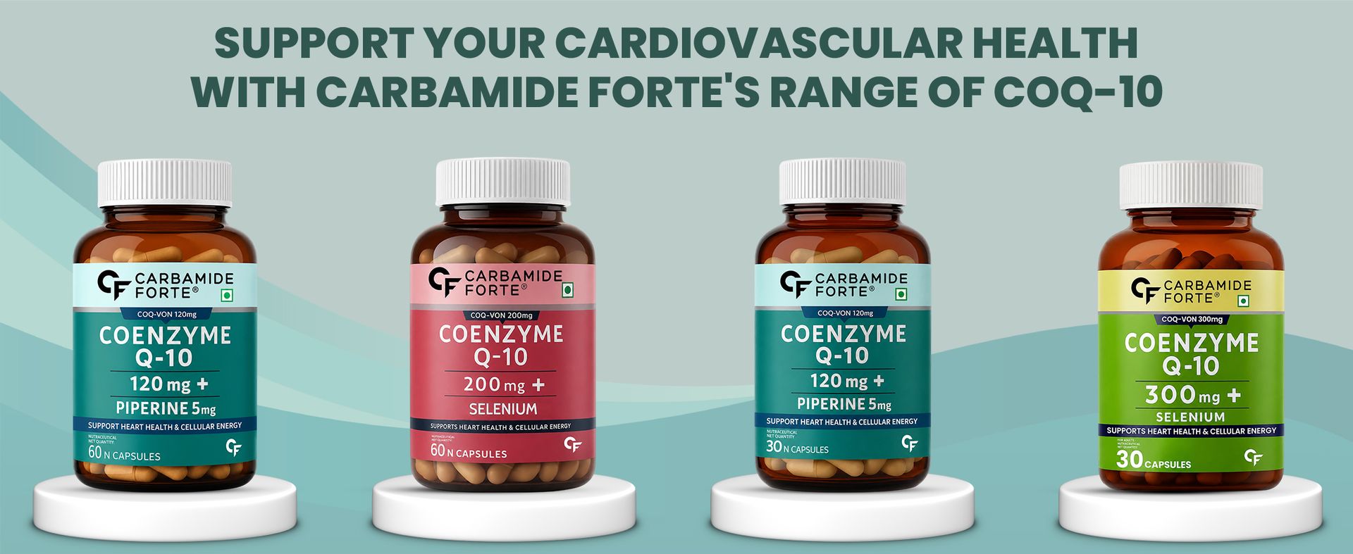 Carbamide Forte Coenzyme Q10 (Coq10 Supplement) 120mg supplement with Piperine 5mg | Coq 10 120mg Supports Heart Health & Cellular Energy – 60 Capsules