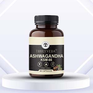 TrulyVeda Aswagandha KSM-66 Capsules | Clinically Proven 100% Pure Root Extract | 60 Capsules