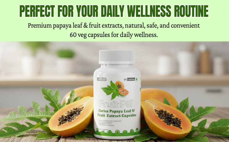 (LeeWell) carica Papaya Leaf & Fruit Extract | Papaya Supplements support for Platelet Count, Immunity Boost & Better Digestion - 60 Veg Capsules