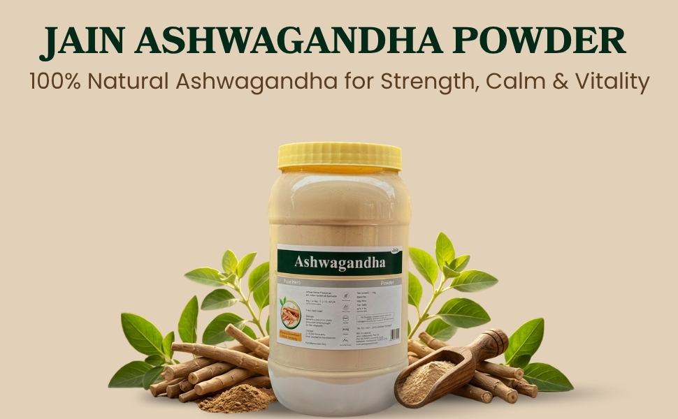 Jain Ashwagandha Powder 1kg – | Natural Stress Buster & Immunity Booster |100% Natural Herbal Supplement