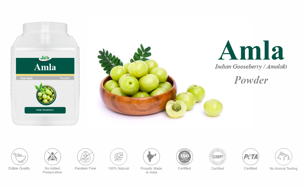 Jain Amla Powder 400g, Pure Indian Gooseberry, Hair Skin Wellness