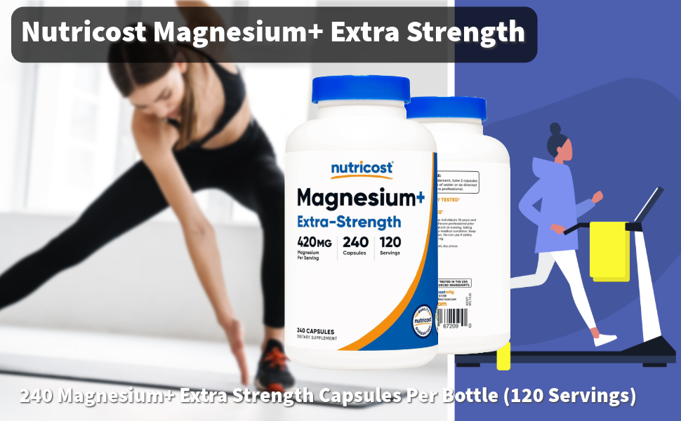Nutricost Magnesium+ Extra Strength 420mg, 240 Capsules, Gluten Free, Vegan