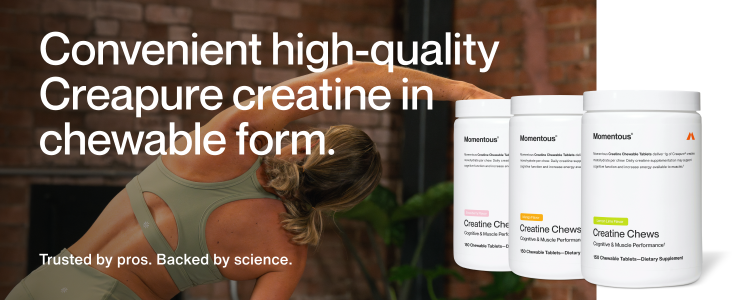 Momentous Creatine Monohydrate Chews, 5g per Serving, Strawberry