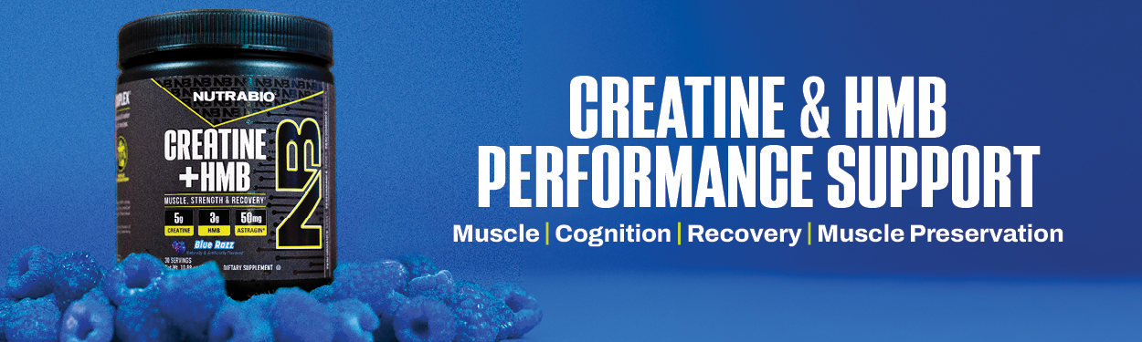 NutraBio Creatine + HMB- Creatine Monohydrate with HMB Powder for Muscle Growth, Increased Strength- 30 Servings (Blue Razz)