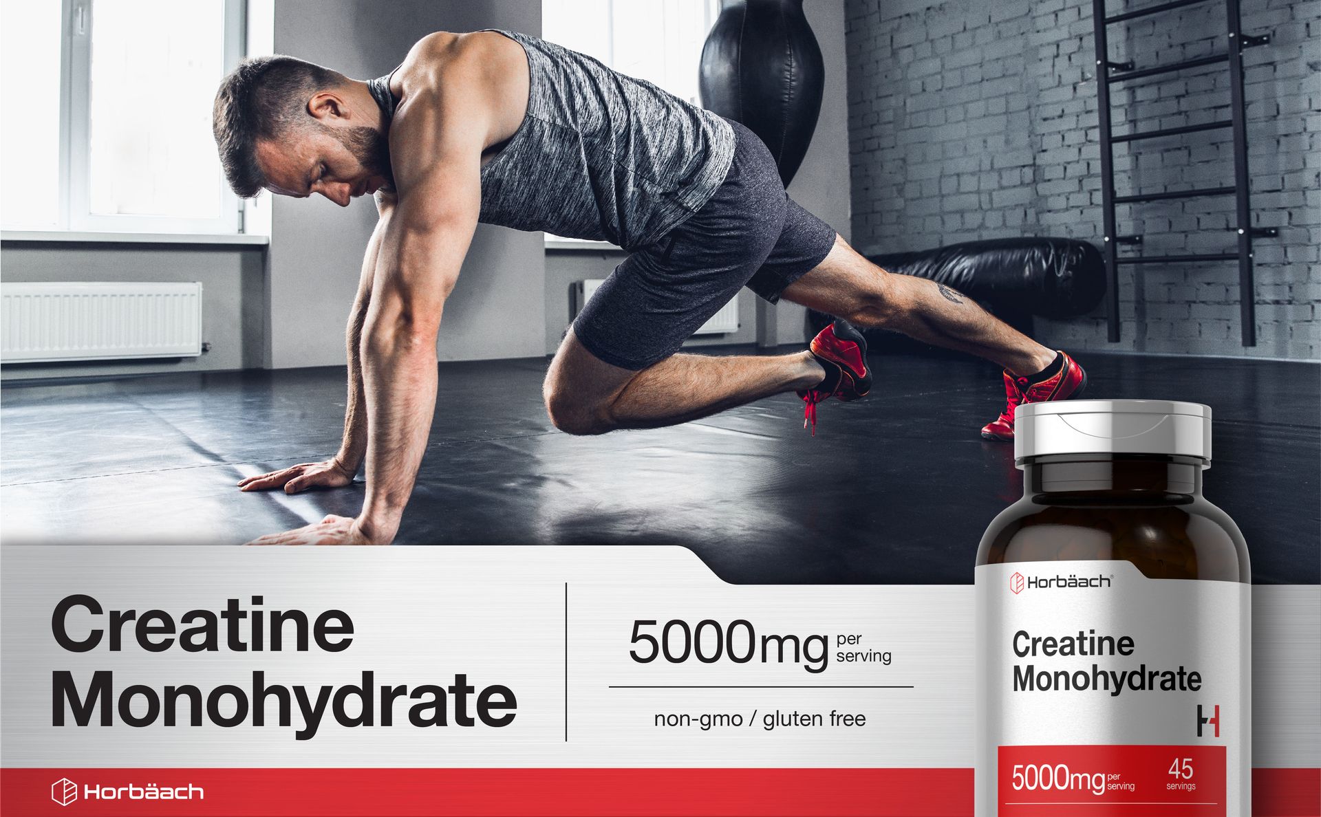Horbäach Creatine Monohydrate | 5g | 225 Capsules