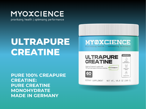 MYOXCIENCE Creapure® Creatine Monohydrate | Unflavored | 60 Serving Jar