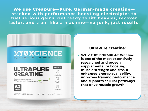 MYOXCIENCE Creapure® Creatine Monohydrate | Unflavored | 60 Serving Jar