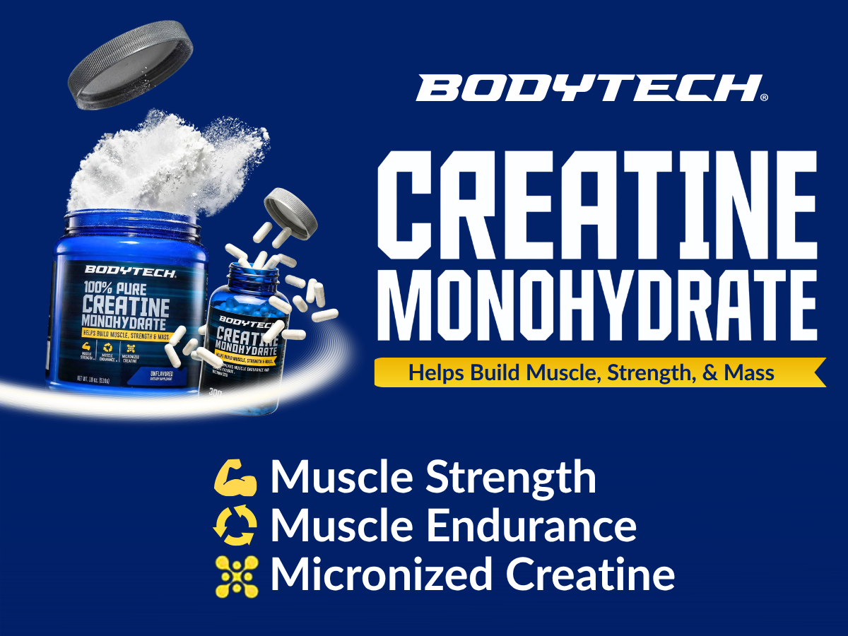 BodyTech 100% Pure Creatine Monohydrate Powder, Cherry Ice, 13 Oz