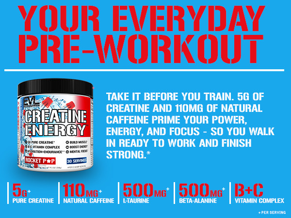EVL Creatine Energy Powder - 30 Servings - Rocket Pop