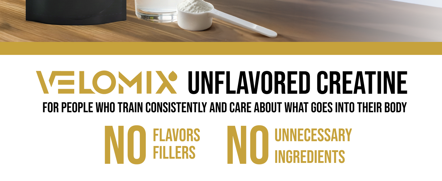 VELOMIX Micronized Creatine Monohydrate Powder - 100% Pure Creatine Powder Unflavored and Easy to Mix | Supports Muscle Growth, Recovery, and Strength | 5000mg Per Serv (5g) - 60 Servings