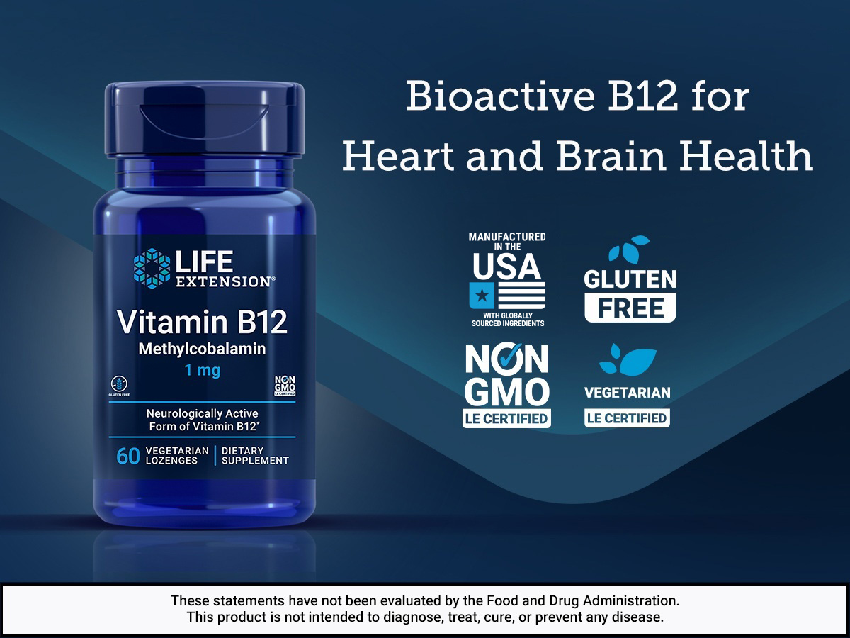 Life Extension Vitamin B12 Methylcobalamin, 1 mg, 60 Lozenges