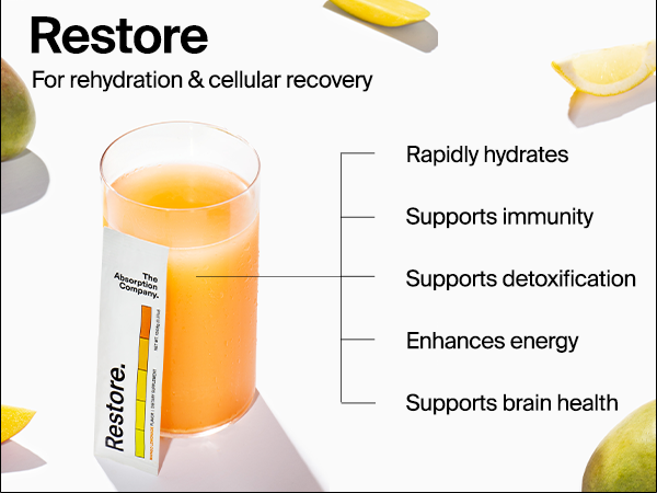 The Absorption Company Restore, Electrolyte Powder Hydration Packets, 7PK