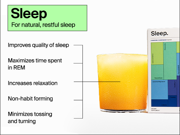 Sleep Aid Powder - Calming Drink for Deep Sleep with Liposomal Saffron, Magnesium & PharmaGABA Melatonin-Free Natural Supplement to Reduce Stress and Improve Sleep Quality Chamomile Lemonade 7 Sticks