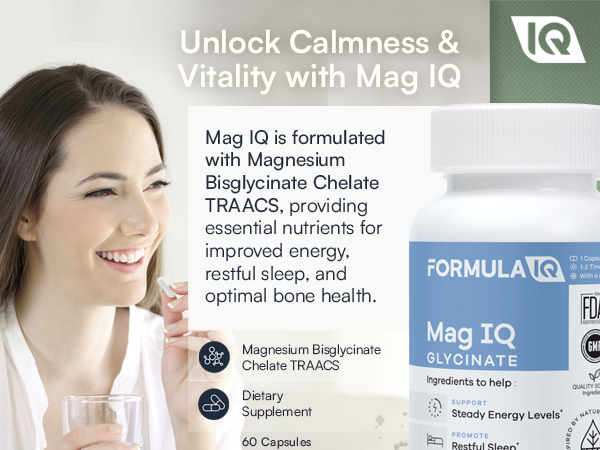 Formula IQ Mag IQ Glycinate Magnesium Bisglycinate Chelate, 60 Capsules