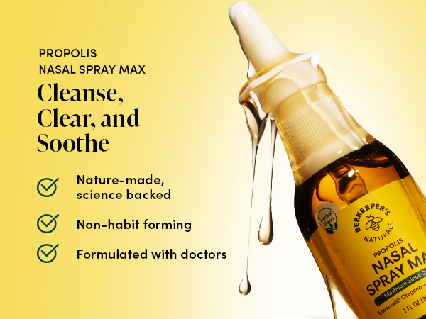 Beekeeper's Naturals Saline Nasal Spray Max, Cleanse & Clear Sinuses, 30 ml