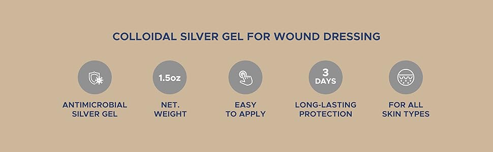 Antimicrobial Silver Gel By GeriCare| Wound Care Cream For Cuts Scrapes Minor Burns| Natural Topical Skin Healing Ointment| 55PPM Colloidal Silver Gel For Wound Dressing |Long-Lasting Protection|1.5oz