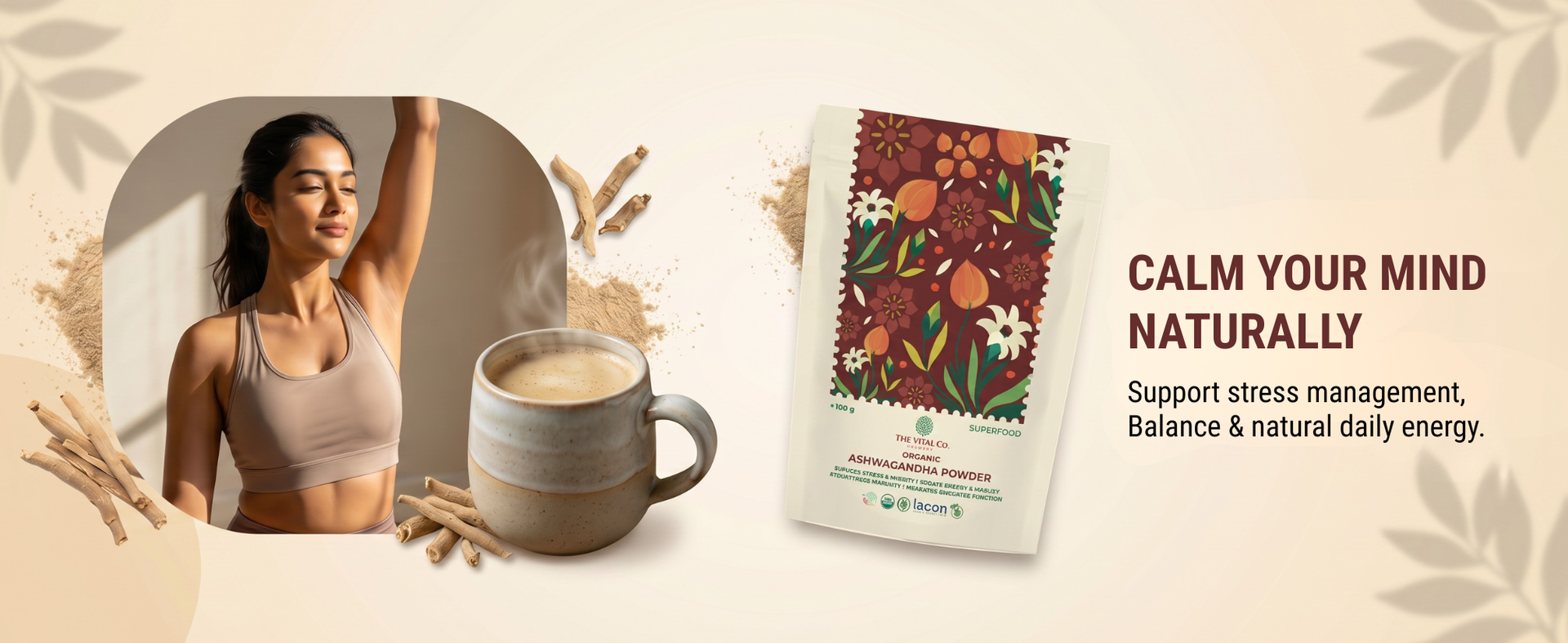 Ashwagandha Powder 100g | Organic Ashwagandha Root Powder | Withania Somnifera Churna for Stress Relief Sleep Energy & Stamina | Herbal Adaptogen for Men & Women