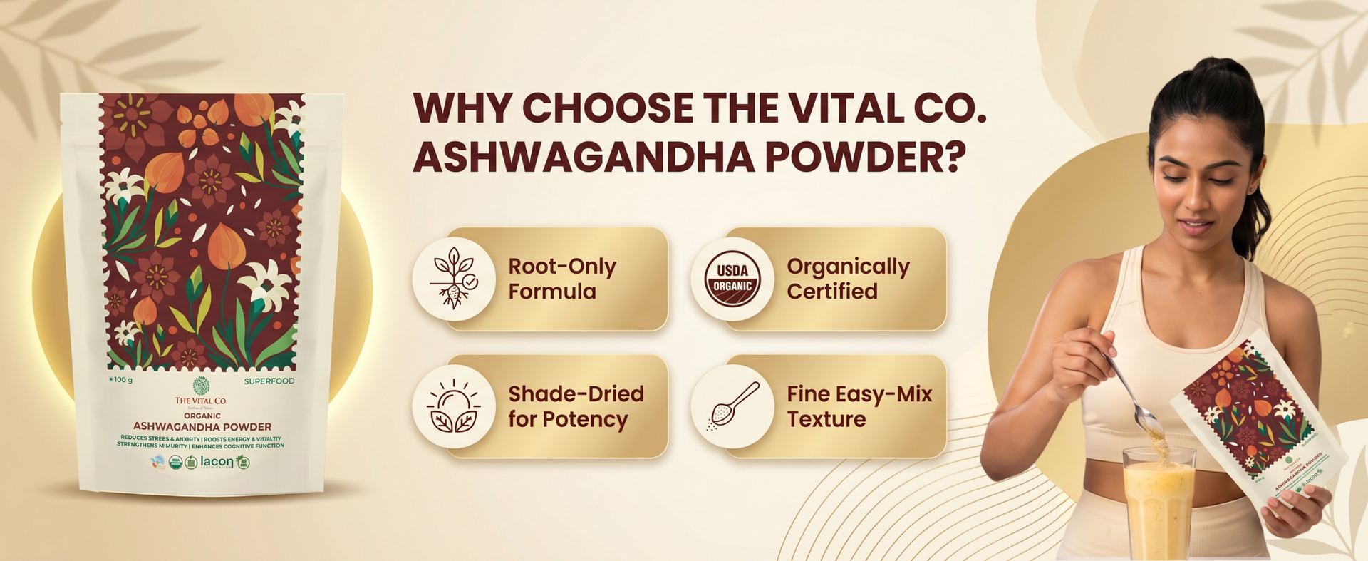 Ashwagandha Powder 100g | Organic Ashwagandha Root Powder | Withania Somnifera Churna for Stress Relief Sleep Energy & Stamina | Herbal Adaptogen for Men & Women