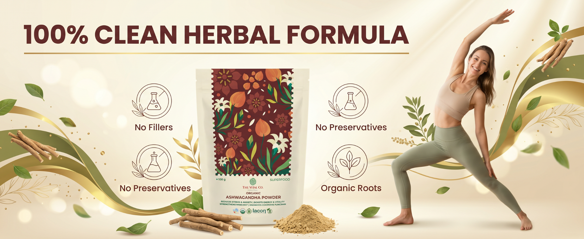 Ashwagandha Powder 100g | Organic Ashwagandha Root Powder | Withania Somnifera Churna for Stress Relief Sleep Energy & Stamina | Herbal Adaptogen for Men & Women