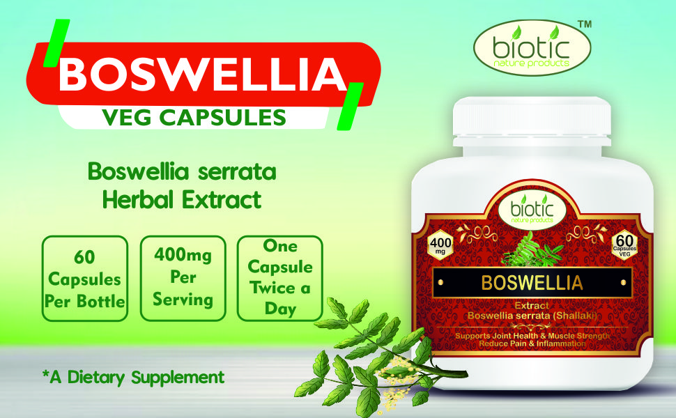 Biotic Boswellia Serrata Capsules - Shallaki Capsules - Boswelia Extract Capsule 400mg - 60 Veg Capsules