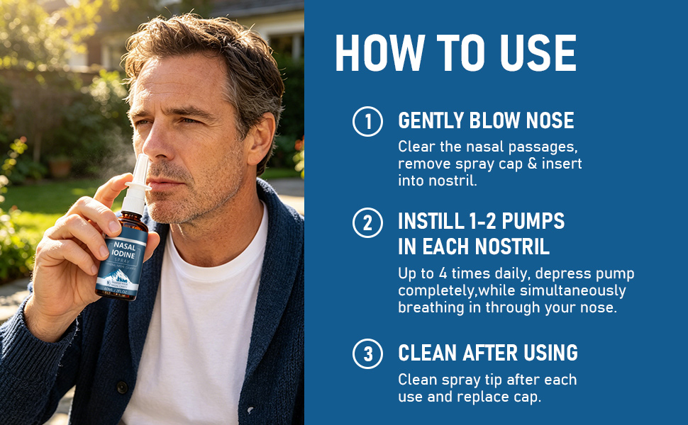 Iodine Nasal Spray,Nasal Iodine Spray with Fulvic Acid, Fine Mist Nasal Cleanse for Dry Air, Travel & Daily Comfort, 60ml