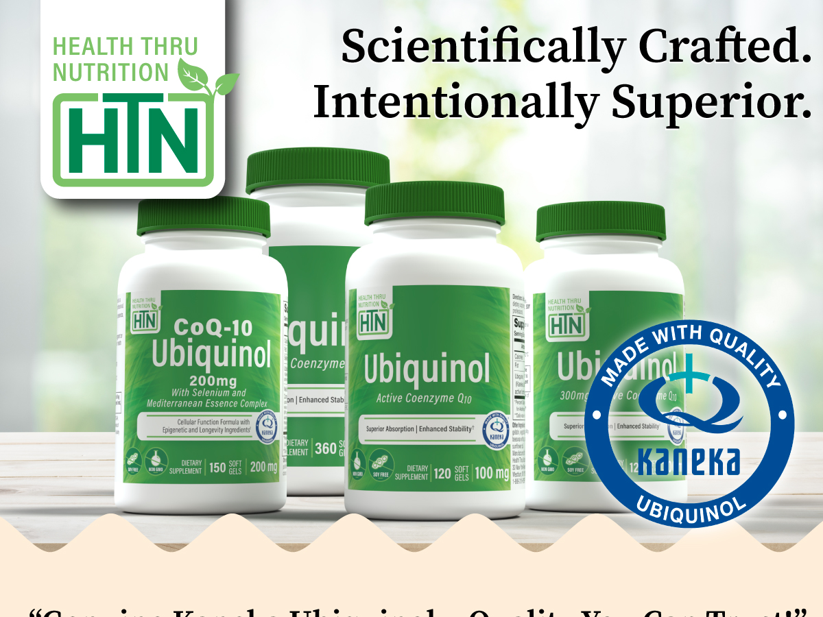 Health Thru Nutrition Ubiquinol 200mg 90 Softgels as Kaneka QH Reduced CoQ-10 | Stabilized - 3rd Party Tested | Enhanced Bioavailability | Cardiovascular & Mitochondria Function Support | Non-GMO