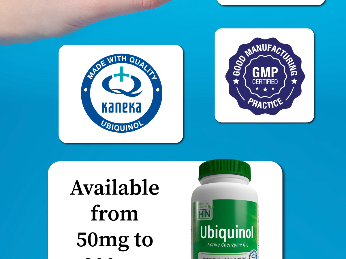 Health Thru Nutrition Ubiquinol 200mg 90 Softgels as Kaneka QH Reduced CoQ-10 | Stabilized - 3rd Party Tested | Enhanced Bioavailability | Cardiovascular & Mitochondria Function Support | Non-GMO