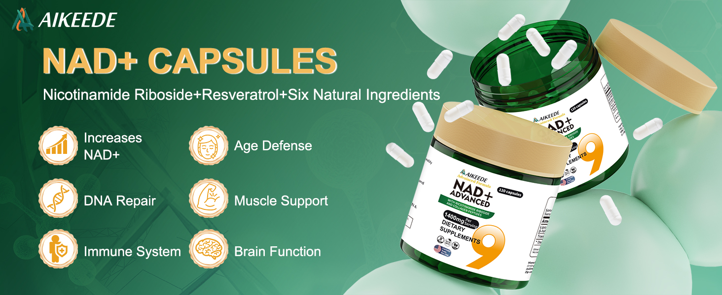 NAD Supplements,Liposomal NAD+ with Resveratrol,1400mg Per Serving,120 Capsules,Supplements for Anti-Aging,Skin Repair,Fatigue Relief,Immunity Enhancement and Antioxidant