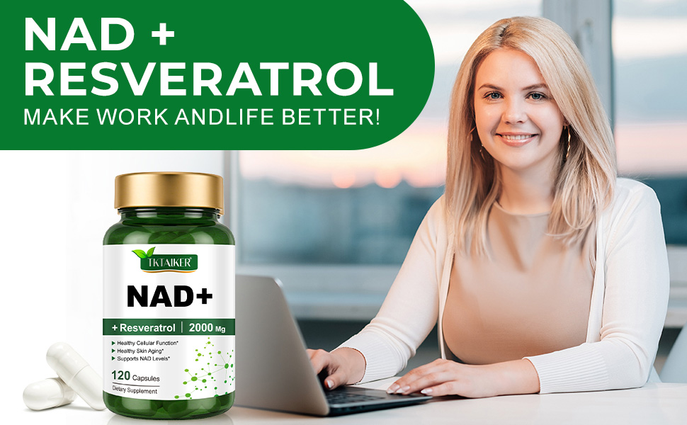 TKTALKER NAD Supplement 2000 Mg - 120 Capsules True NAD & Resveratrol