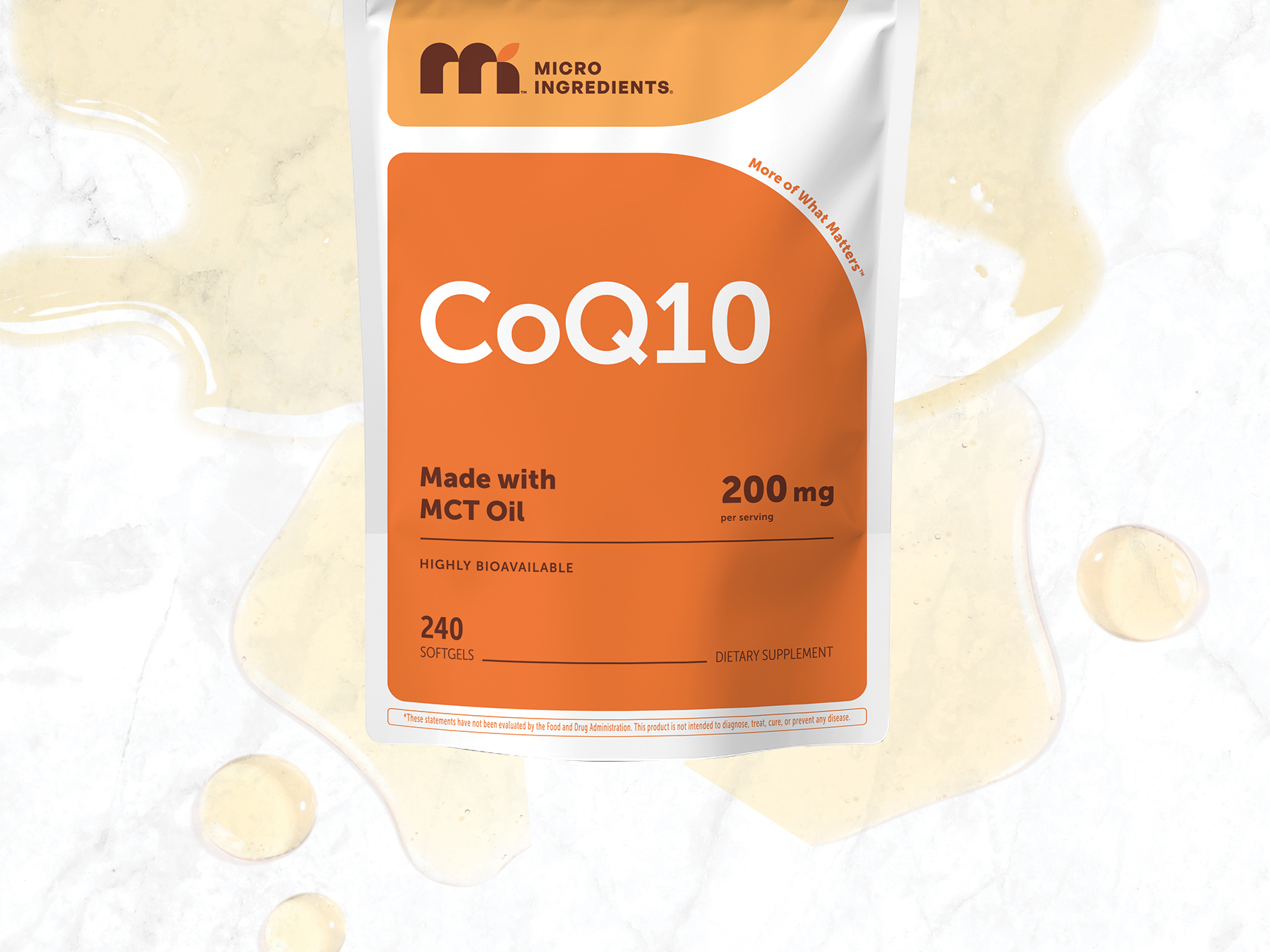 Micro Ingredients CoQ10 200mg Per Serving, 240 Softgels | Made with Coconut MCT Oil | Coenzyme Q10 (Ubiquinone) | Non-GMO