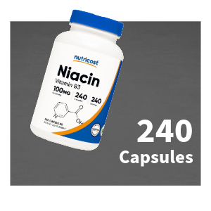 Nutricost Niacin (Vitamin B3) 100mg, 240 Capsules, with Flushing