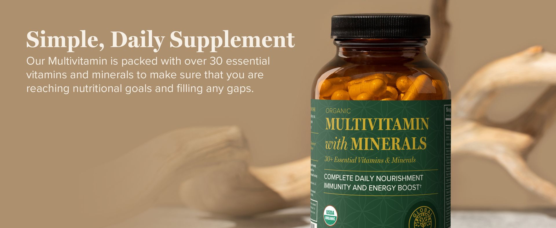 Global Healing Center - USDA Organic Multivitamin for Women & Men - Vitamins Include A, C, D, & More for Your Overall Health & Wellness Needs - Complete Daily Multi Vitamin Nourishment (120 Capsules)