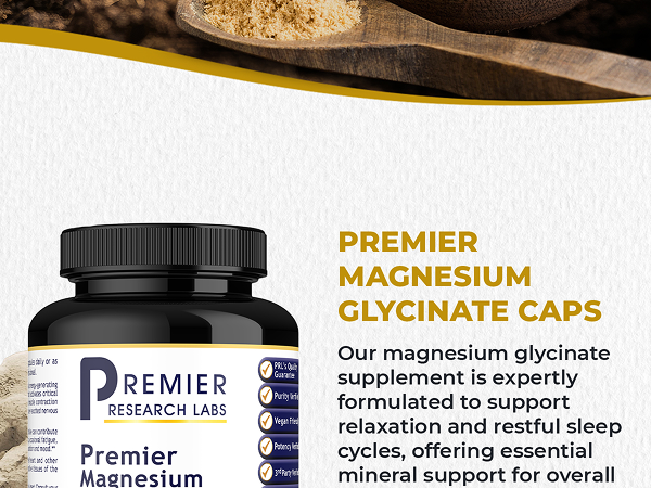 Premier Research Labs Magnesium Glycinate Supplement - Vegan - 90 Capsules
