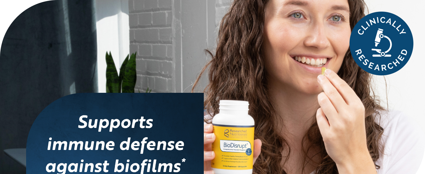 Researched Nutritionals BioDisrupt - Disrupt Biofilm Matrices - Clinically Researched Formula with EnzymesDisrupt Enzyme Blend, Cranberry Extract & N-Acetyl Cysteine (120 Capsules)