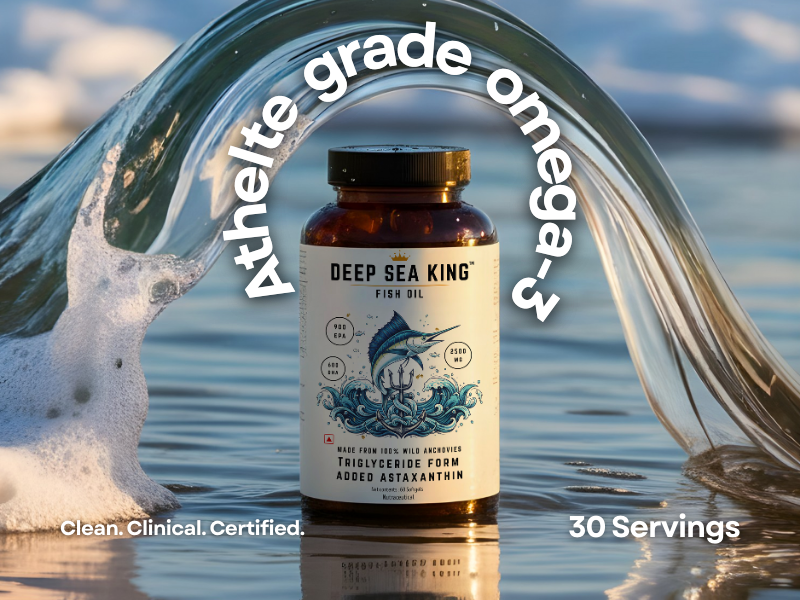 Deep Sea King - 100% Anchovies Fishoil + 10mg Astaxanthin | 900 EPA 600 DHA | 30 Day Supply