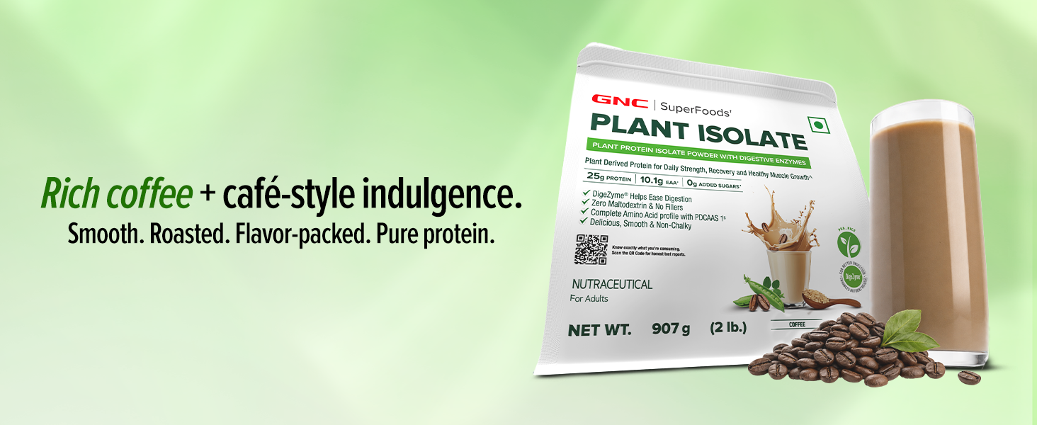 GNC Plant Protein Isolate Powder | 25g Protein Complete Amino Acid Profile with PDCAAS 1 Score | DigeZyme® For Faster Absorption | No Added Sugar | Delicious & Non-Chalky | Chocolate Hazelnut (2lbs)