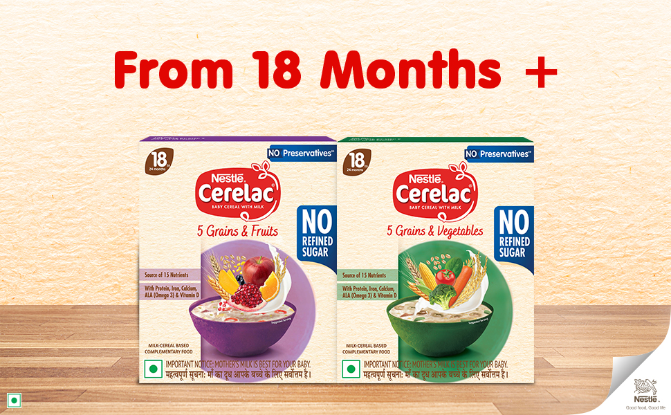 Nestlé CERELAC Baby Cereal 5 Grains & Vegetables, No Refined Sugar, 300g